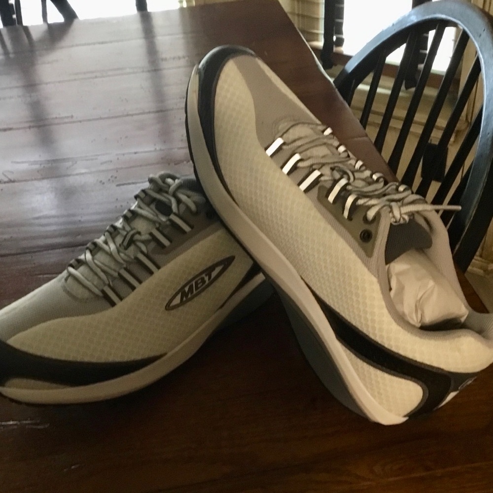 MBT Men's White and Gray Athletic Shoes